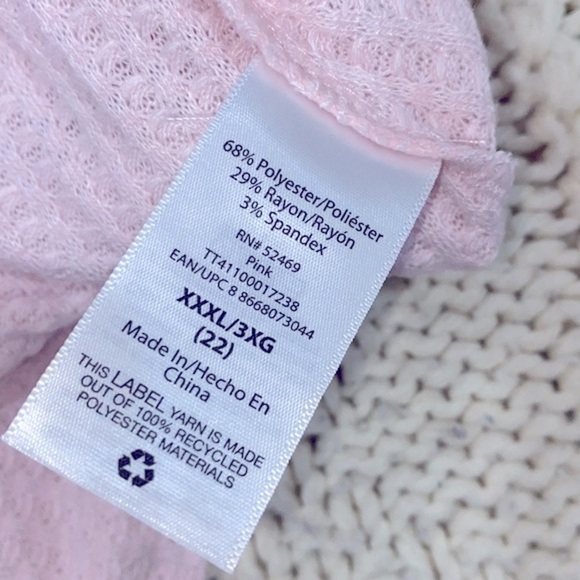 Time and Tru pink waffle knit top size xxxlarge - Picture 5 of 6